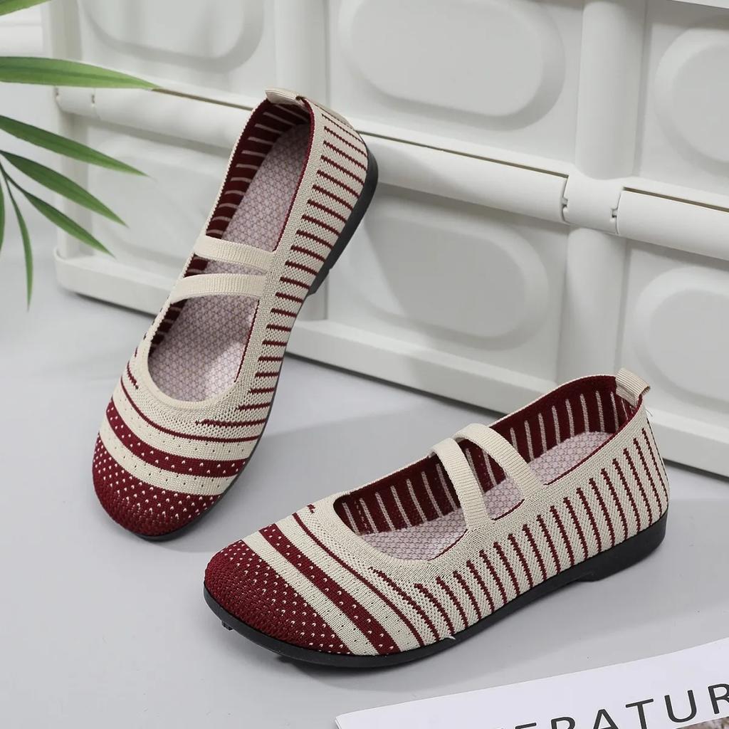 Dames klassieke lichtgewicht zwarte mesh ademende lente zomer platte schoenen dames retro antislip platte schoenen ab350