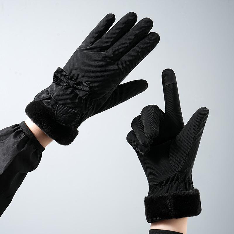 New Autumn and Winter Warm Gloves for Women Fleece and Thickened  Outdoor Cycling Sports Windproof Touch Screen Bear Gloves