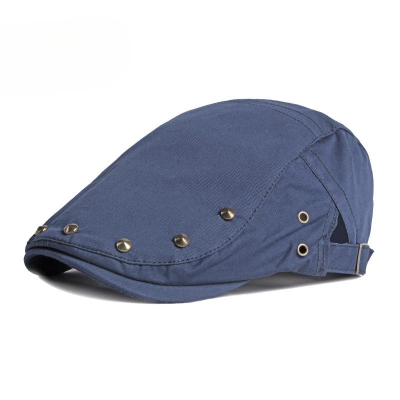 British Retro Rivet Beret Hat for Men Women Thin Breathable Flat Cap Hip-hop Newsboy Cap Adjustable Streetwear Duckbill Hat