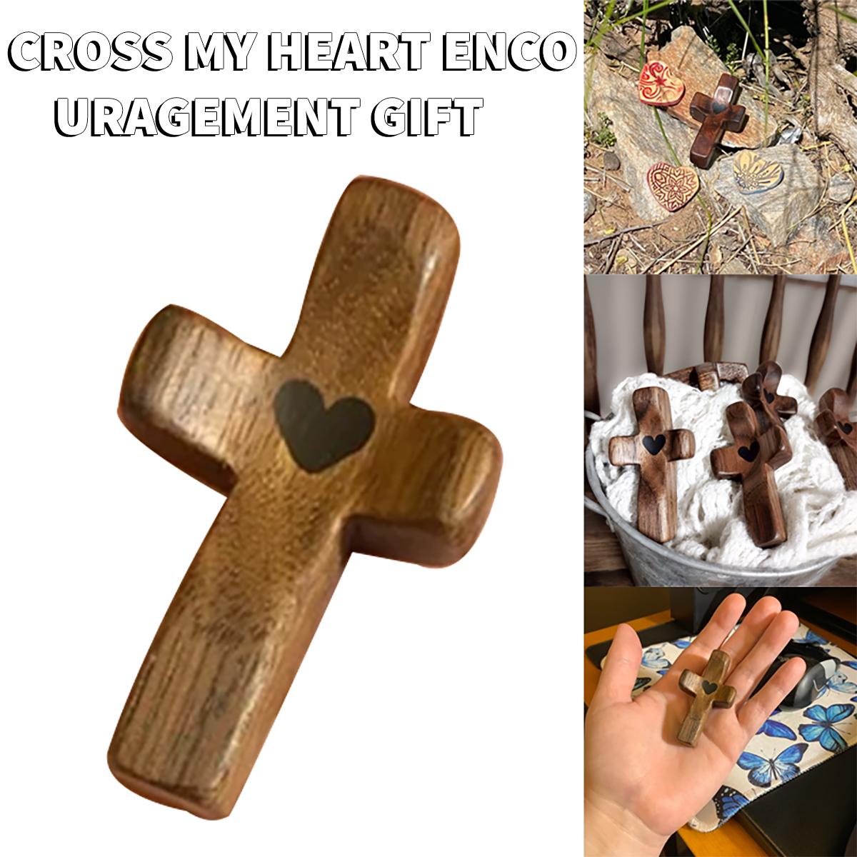 

PDTO Новый 1 шт. Крест мое сердце Поощрительный подарок Деревянный резной крест Украшение
