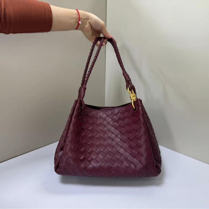 Damen Gewebte Umhängetasche Mit Metallschnalle PU Eimer Tragetasche Handtasche für den täglichen Gebrauch
