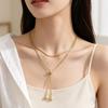 Teardrop Pendant Necklace Minimalist Layering Double-Layer Snake-Bone Necklace for Women Elegant Adjustable Slide-out Jewelry