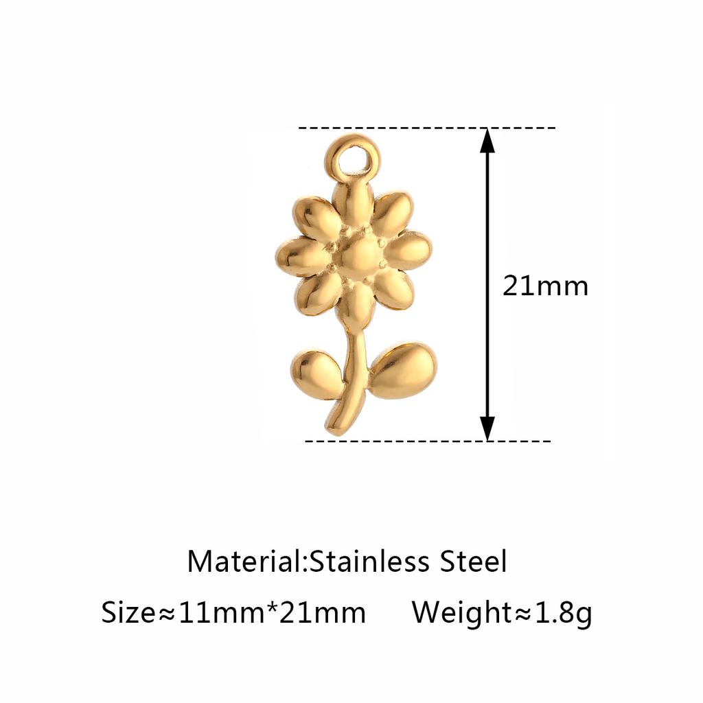 3Pcs Rose Flower/Daisy/Clover/Bee/Butterfly Charms Stainless Steel Pendant DIY Necklace Bracelet Earring Jewelry Making Finding