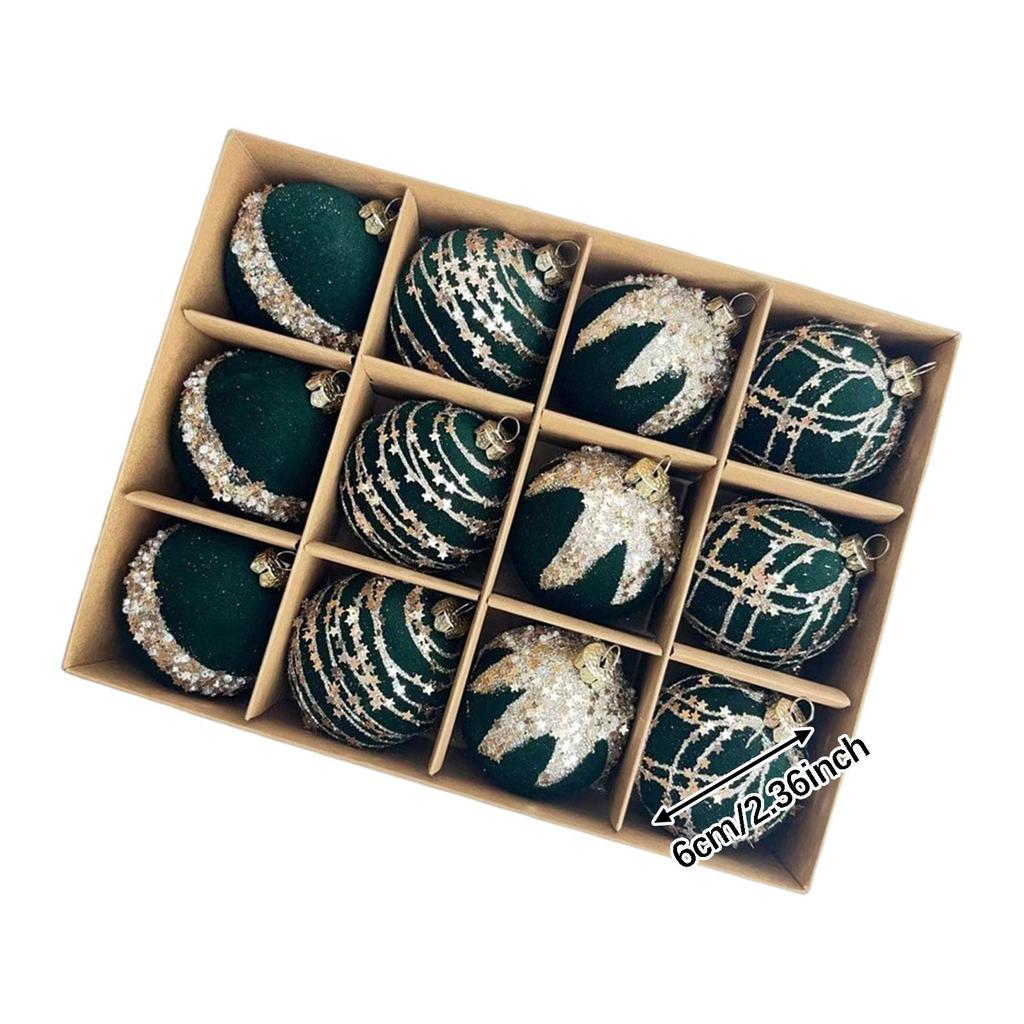 Christmas Tree Decorations Set 12pcs Smooth Flocking Balls White Home Decor for Family Holiday Party