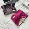 Trendy Velvet Cosmetic Bag Large Capacity Travel Suede Storage Bag Simple Women Girly  Portable Clutch Toiletry Bag Gifts