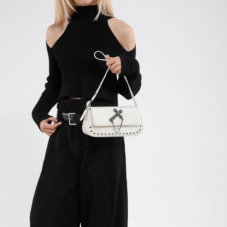 Nieten-Kreuz-Achseltasche Damen-Schultertasche