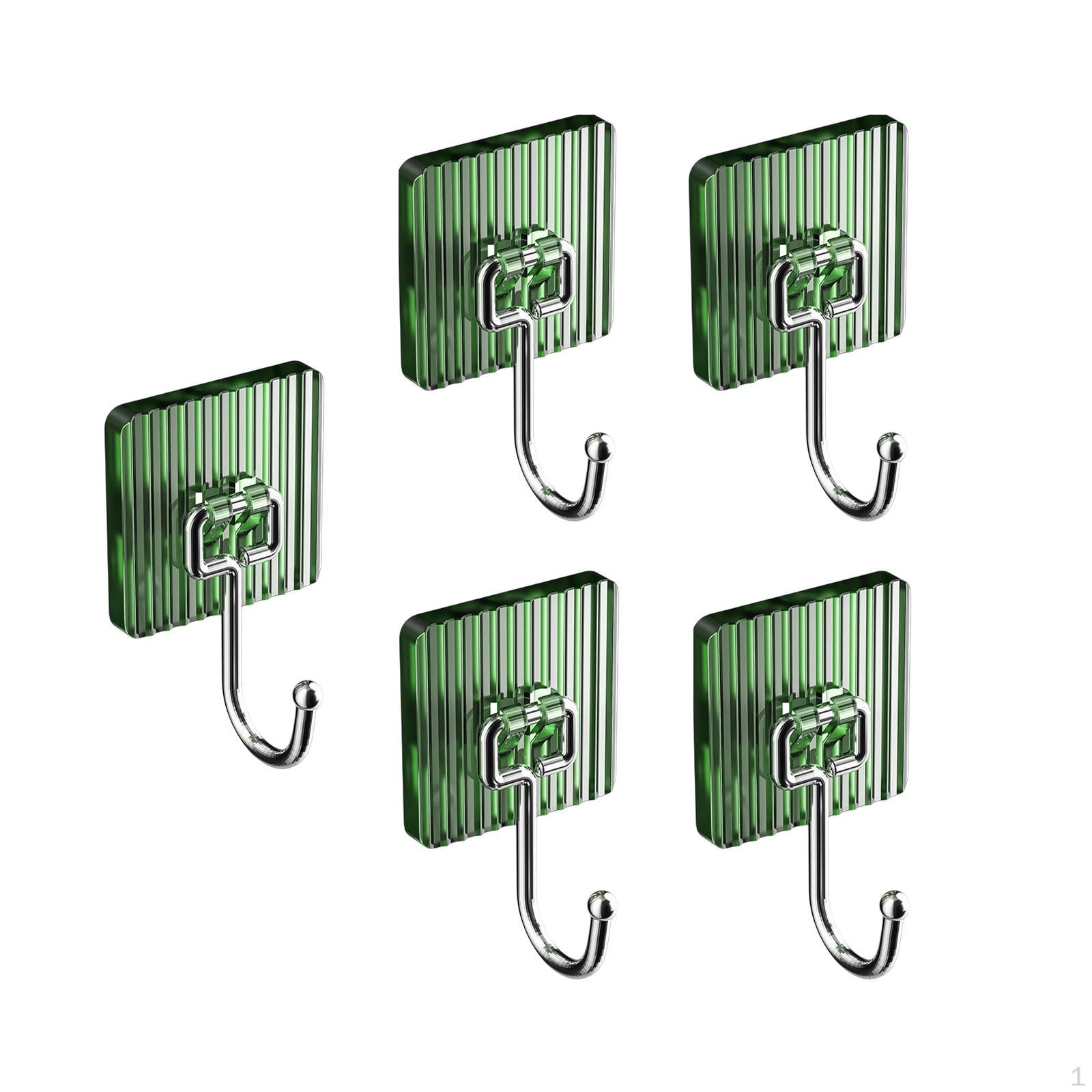 

5 Pcs Wall Hooks Door Hanger Heavy Duty Towel Front Acrylic Hook Green