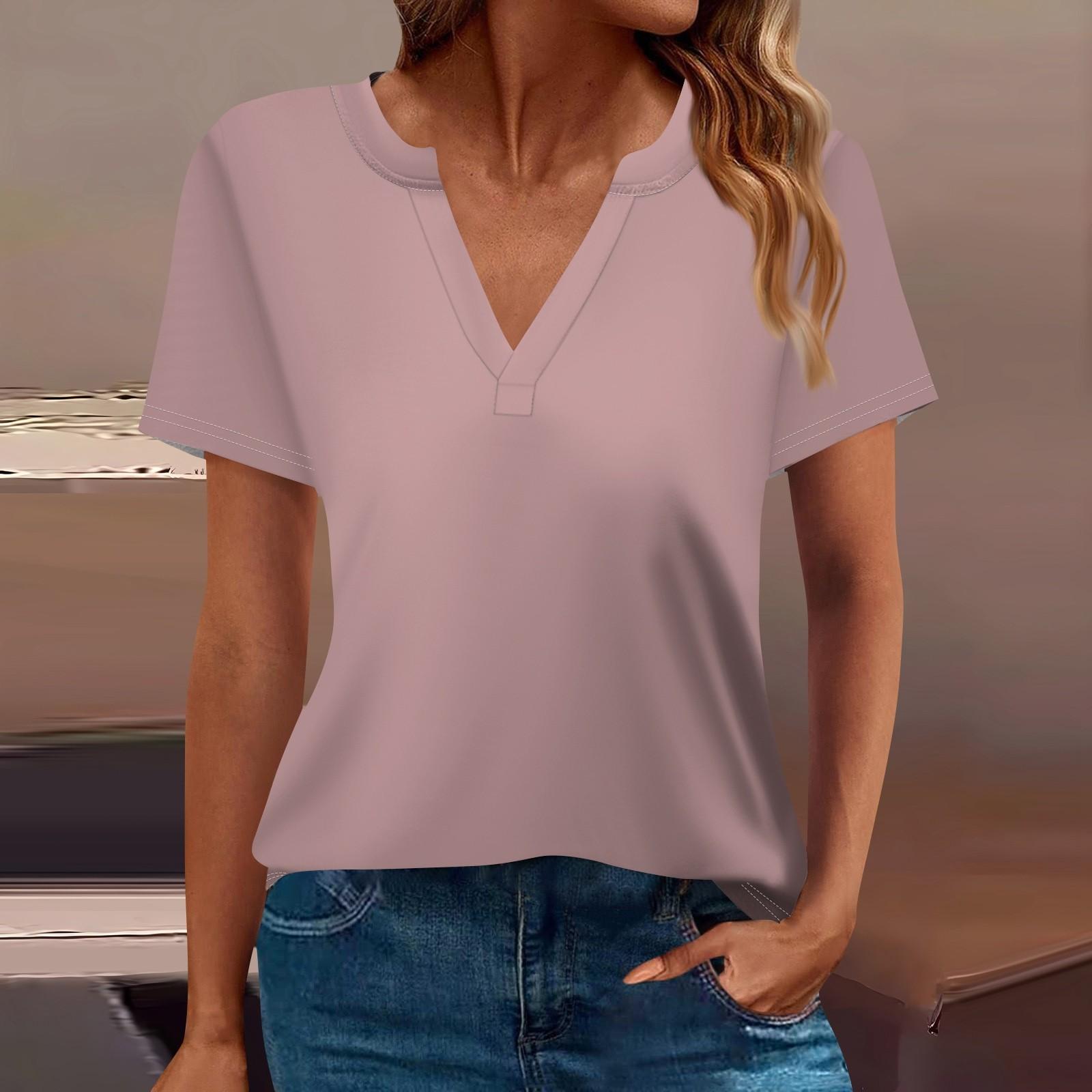 Жен. Футболка Футболка Сплошной цвет С короткими рукавами Повседневные Выходные Мода — фото 15