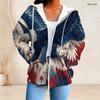 Ladies Plus Size Zipper Hoodie Colorful Swirl Heart Star Art Print Long Sleeve Casual Hooded Sweatshirt