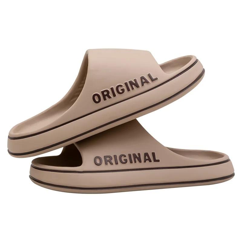 

Men Thick Sole Summer Beach Slides Bathroom Anti Slip Slipper Soft Sandals Simplicity Ultra Light Letter Shoe 45 шоколадний