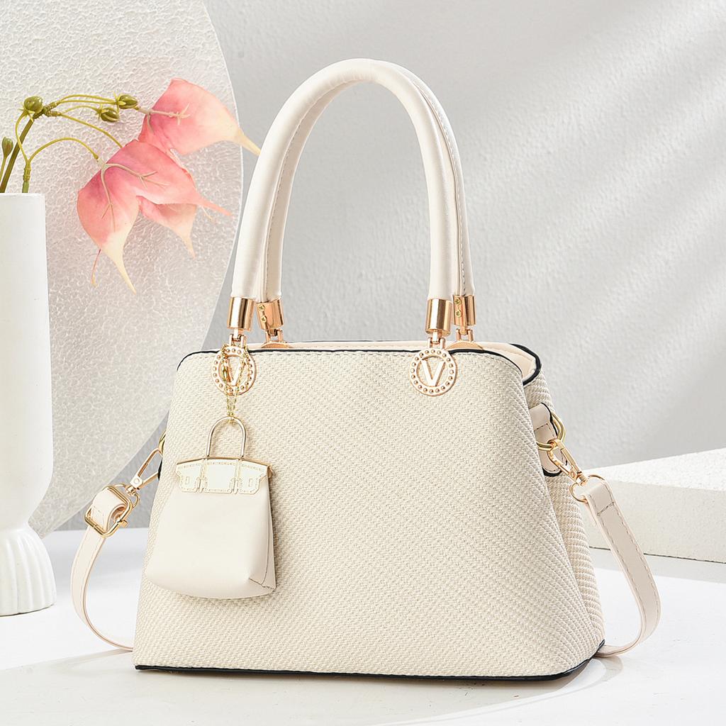 New Macaron Splicing Handbag High Appearance Level Simple Atmosphere Shoulder Bag with Large Capacity Crossbody Bag