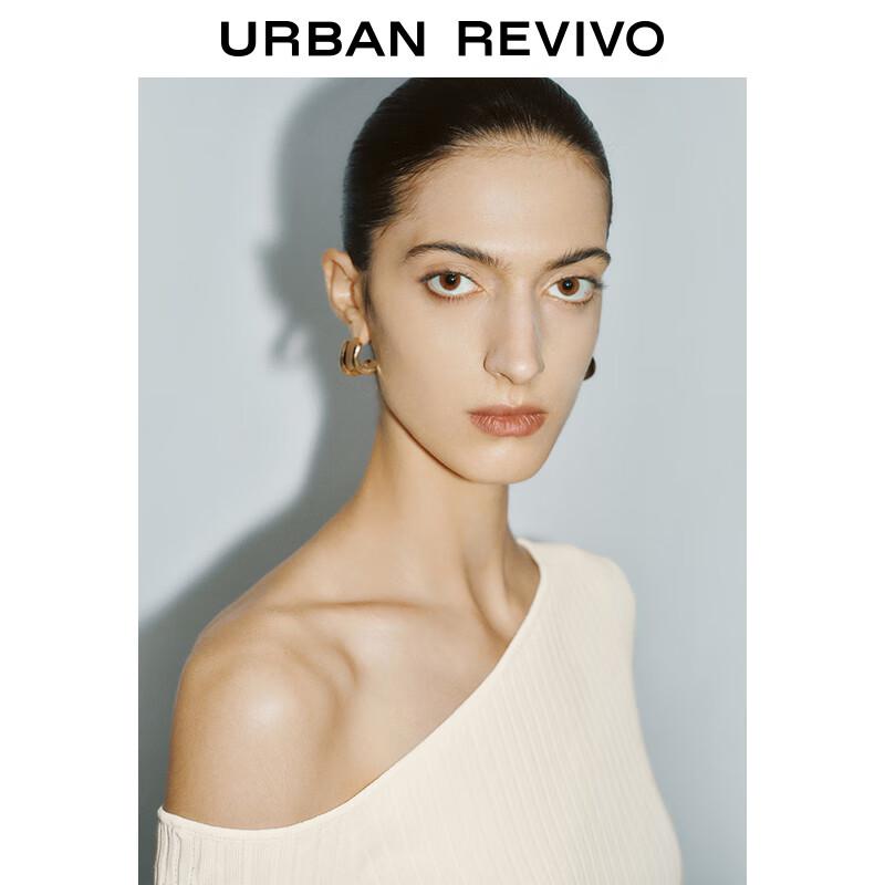 UR Women's Elegant Asymmetric Shoulder Long Sleeve Knit Top