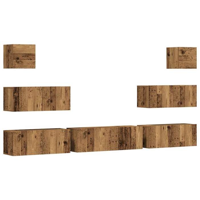VidaXL Ensemble de meuble TV mural 7 pcs vieux bois bois d'ingénierie, meuble TV, meuble multimédia, console TV, meuble 3329019