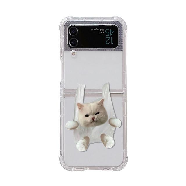 Do Samsung Galaxy Z Flip 4 Zflip 3 etui śliczne psy koty bransoletka przezroczysty miękki silikonowy składany odporny na wstrząsy pokrowiec ochronny