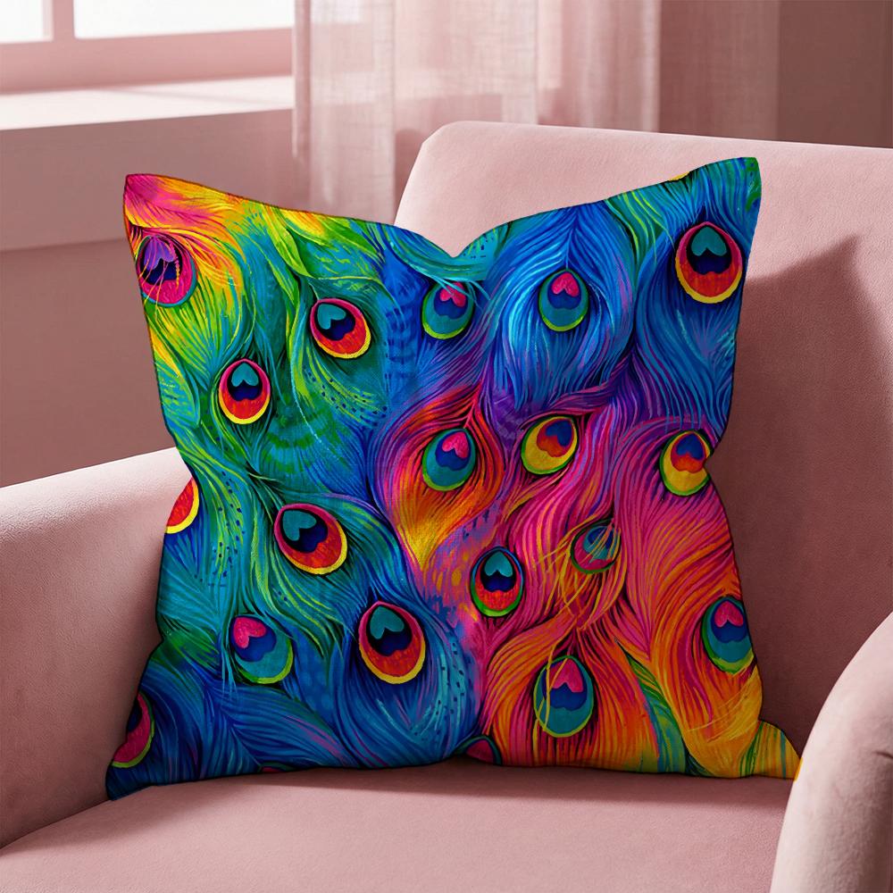 Peacock Cushion Cover Multi-Scene Pillow Cover for Home & Car - Reversible, Soft & Durable for Daily Use