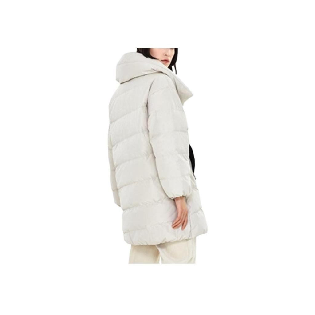 Li Ning Sports Fashion Series Lapel Mid-Length Down Jacket Winter Women Outerwear Cloud-Rain-Gray AYMP074-1