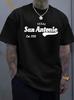 Unisex O Neck Tee Texas San Antonio Vintage Letter Print Cotton Short Sleeve Loose Summer Breathable Daily Casual Basic Wear Top