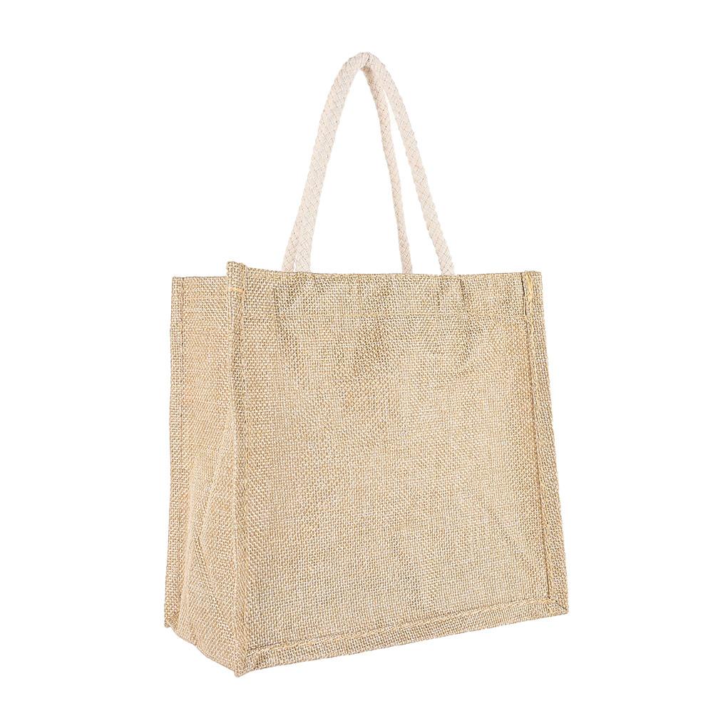 Portable Linen Tote Bag High-capacity Shopping Bag Hot Sale Versatile Handbag  Beach