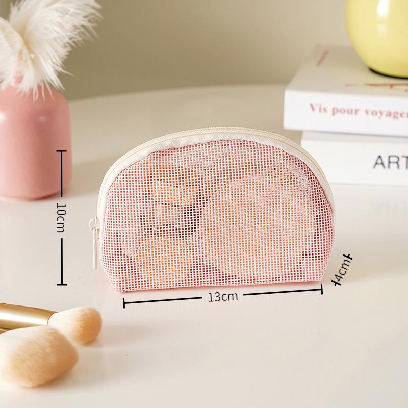 1 3Pcs Makeup Bag Mesh Handbag Portable Cosmetic Organizer Zipper Storage Pouch for Travel Purse and Lipstick