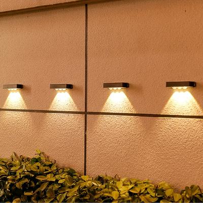 4pc Mini Solar Outdoor Wall Lamp Waterproof Balcony Garden Villa Wall Washer Light Rural Solar Fence Light for Garage Courtyard