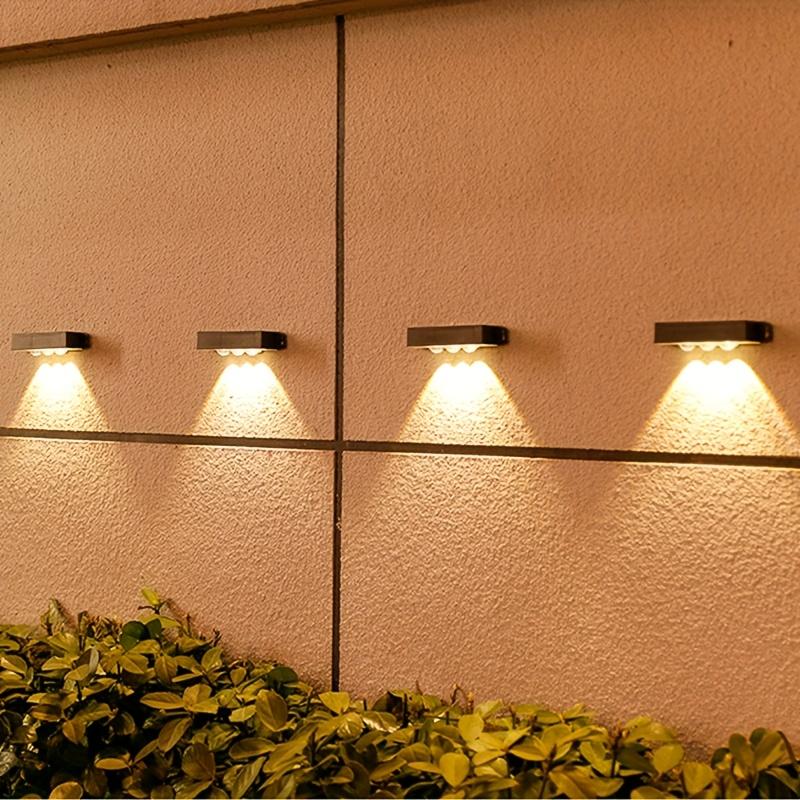1-4 Lens Brighter Solar Fence Lights Outdoor 4 Pack Wall Light Waterproof Garden Lamp Solar Powered for Outside Pathway Yard