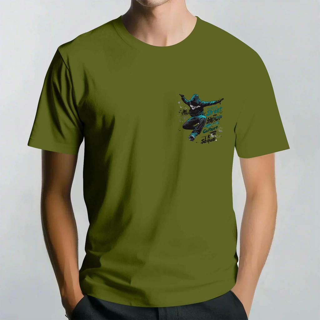 Men's Round Neck Casual Street Printed Short-sleeved T-shirt Top