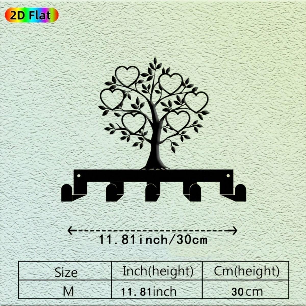 

Vintage Heart Key Holder, 5 Hooks Rustic Wall Decor for Entryway Bedroom Nature Lover Gift