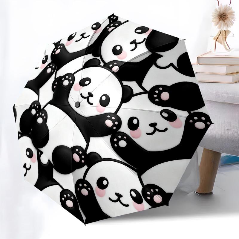 1pc Panda Cute Automatic Folding Umbrella, Heavy Duty 8 Rib Iron Frame,  Suitable for Travel, Daily Use, Birthday, Decor Gift  41