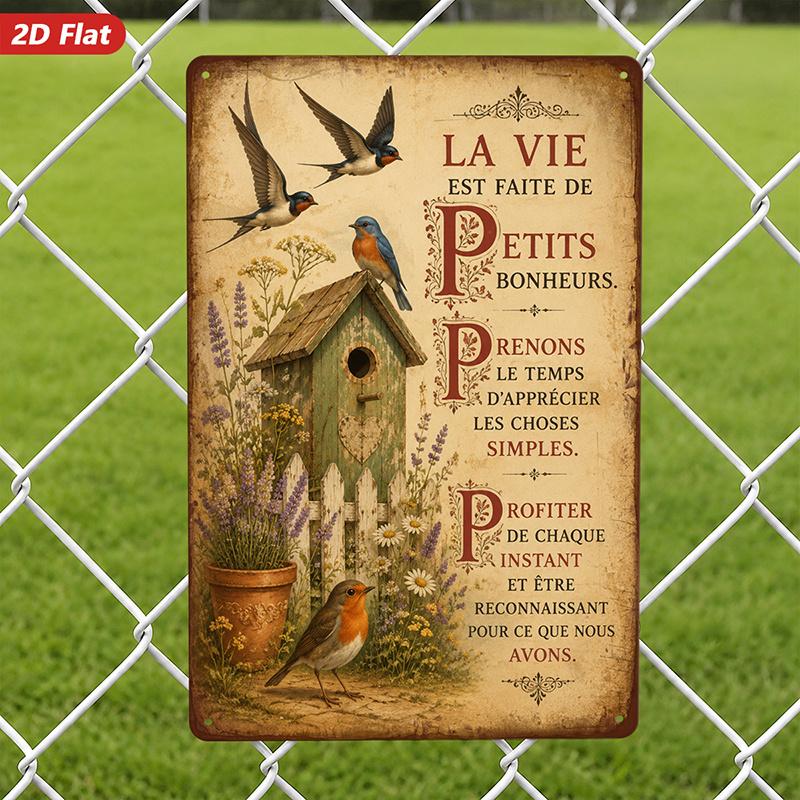 Metal Decorative Sign La Vie Est Faite De Petits Bonheurs