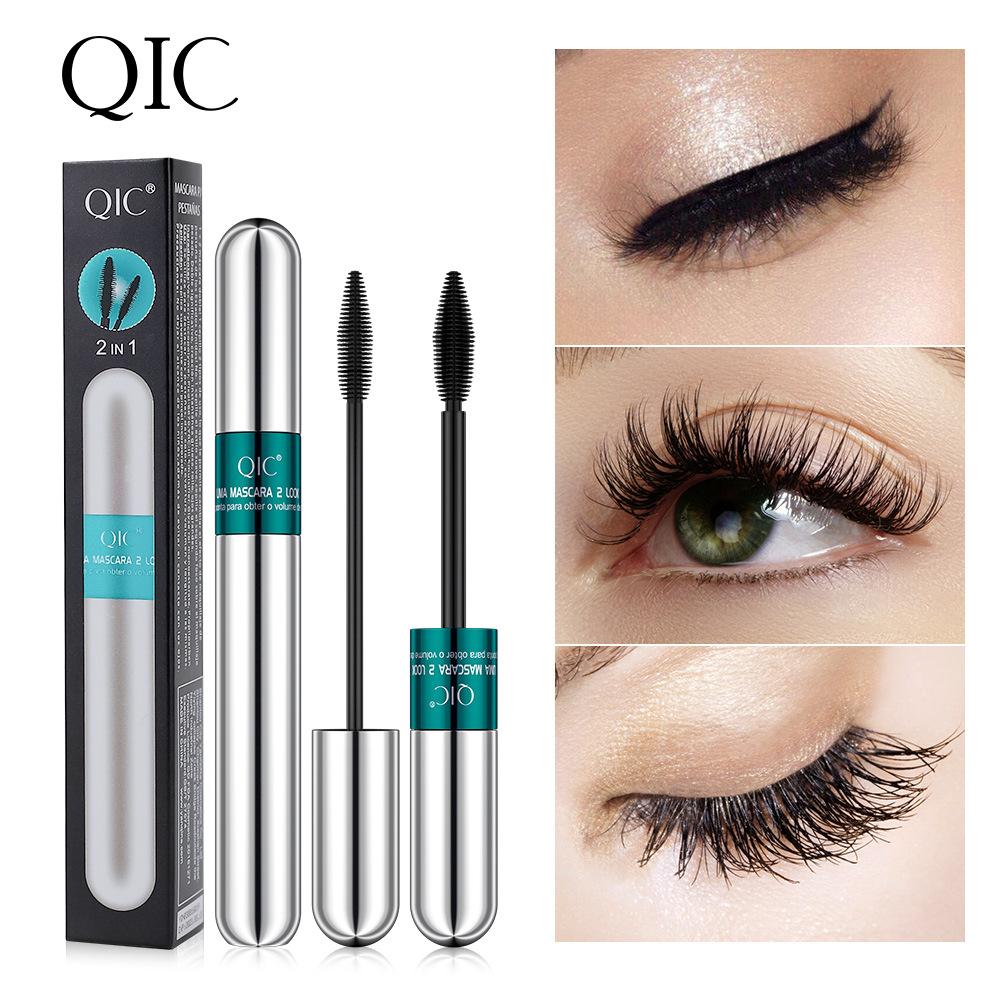QIC 2-in-1 Wimpernprimer und Mascara, Verlängernd, Volumisierend und Schwunggebend, Wasserfest und Wischfest, Langanhaltend