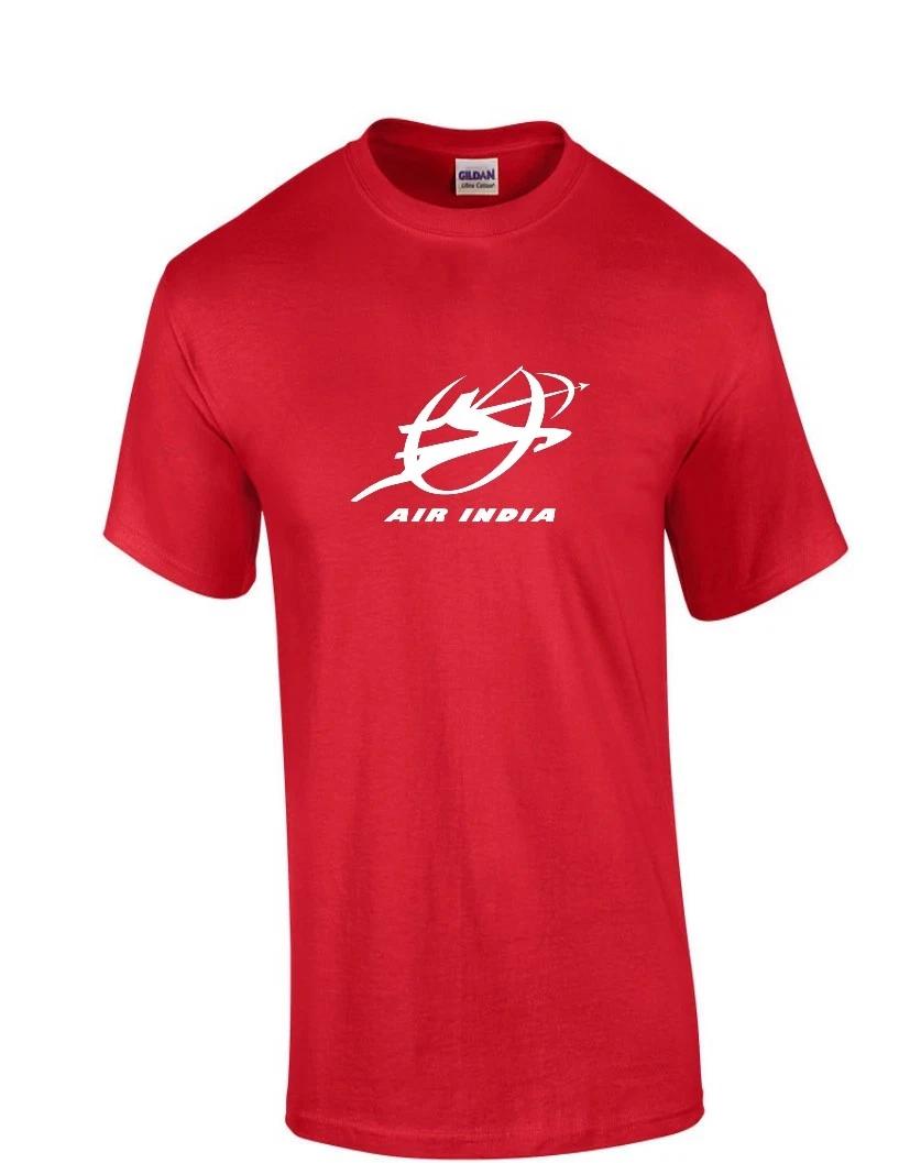 Air India White Logo Tee Shirt Indian Aviation Airline Red Cotton T-Shirt S