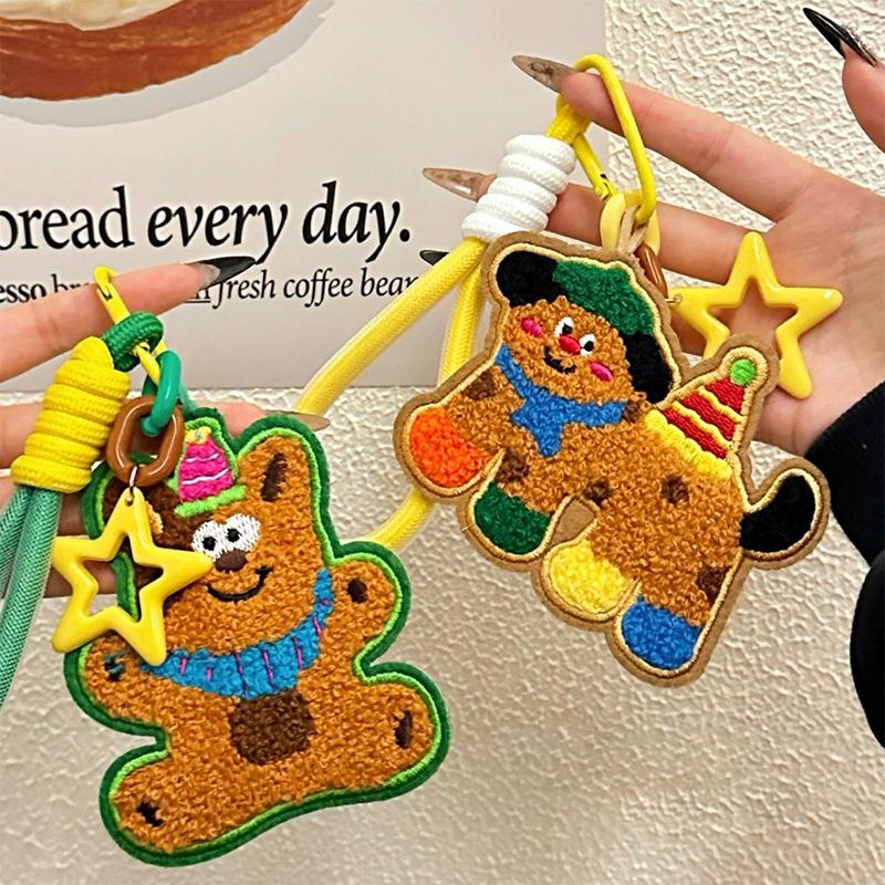 Cute Cartoon Embroidery Animal Felt Keychain Soft Plush Keyring Stuffed Key Holder Lovely Backpack Pendant Bag Charm Couple Gift