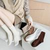 5 Paar Socken Milchtee-Farbe Frühling und Herbst Stapelsocken Damenmode Mittelwaden-Socken Spaghetti-Socken Damen Baumwolle Einfarbig