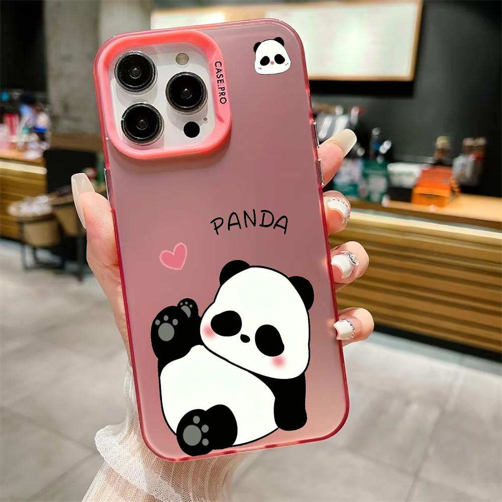 Cute Panda phone case suitable for iPhone 16, 15, 14, 13, 12, 11 Pro/Max/Plus shockproof back cover and anti drop