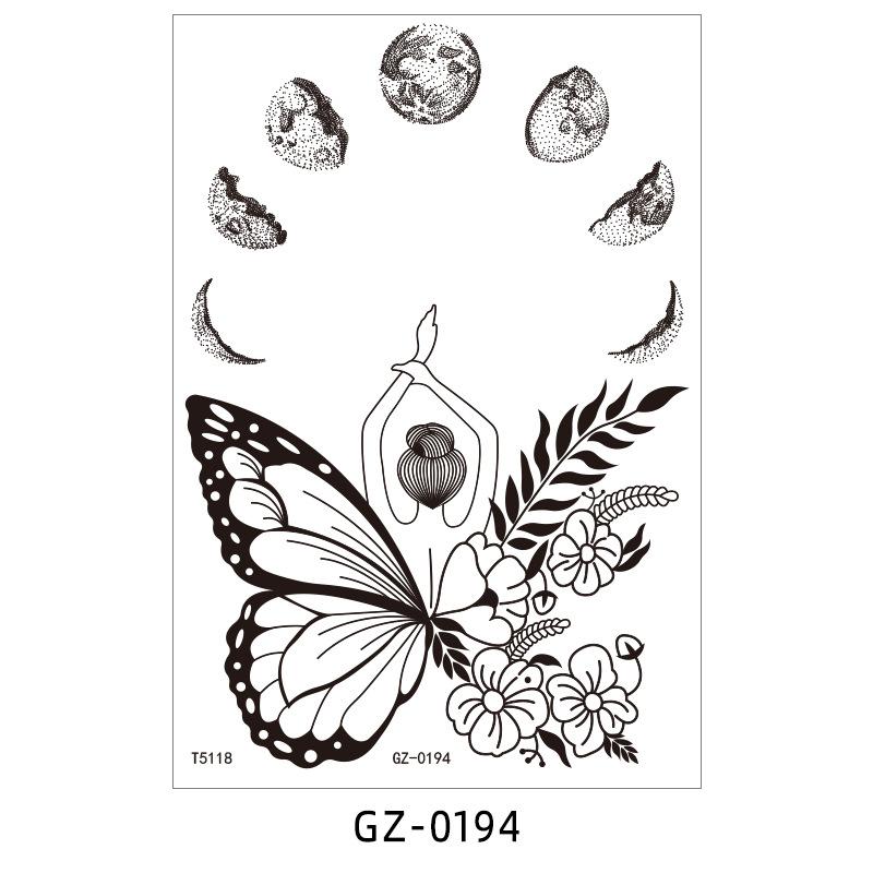 Herbal Juice Tattoo Sticker Waterproof Non-Reflective Flower Arm Personality Lasting Senior Sense Internet Celebrity Temporary Tattoo Sticker