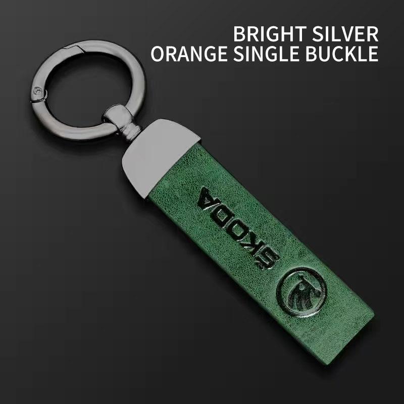 High Grade Leather Keychain Car Logo Keyring Accessories For Skoda Octavia Superb Rapid Kodiaq Karoq Fabia Kamiq Citigo VisionS knzh54