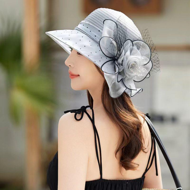 

Fashionable Beach Travel Beach Hat, Summer Sun Hat, Sun Protection Flower Sun Hat, Basin Hat, Foldable Breathable Cool Hat 56-58CM сірий
