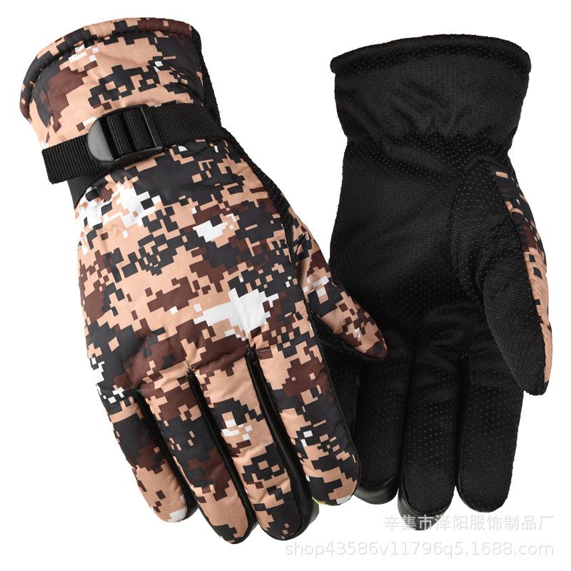 Gloves Winter Men's Camouflage Fleece Thickened Warm Cotton Ski Riding Mode