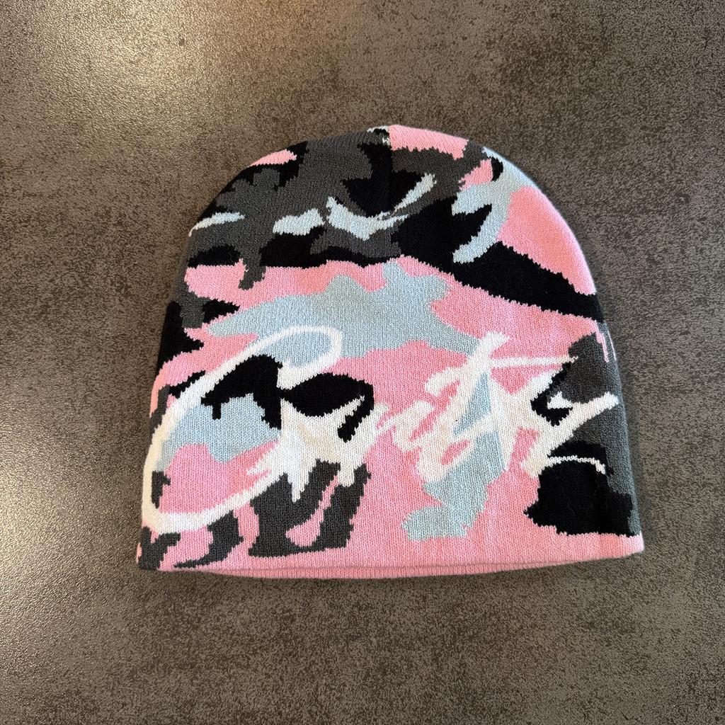 

Retro Letter Vintage Pentagram Knit Hat Men Women Warm Winter Cap Streetwear Pink