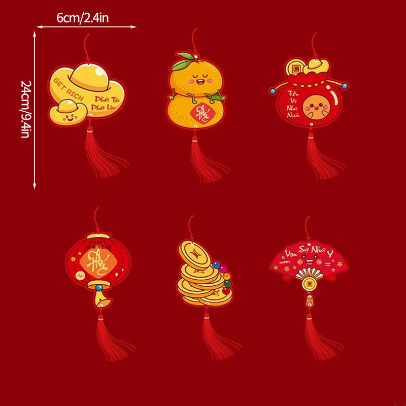 Chinese New Year 2026 Decoraitons  Spring Festival Hanging Ornaments Plant Bonsai Pendants with Tassle Horse Year Party Supplies