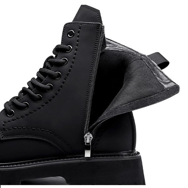 Spring Autumn Shoes Mens Fashion Single Boots Brand Male Ankle Boots Pure Black Non-slip Thick Sole