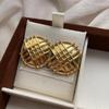 Retro Luxury Plaid Small Fragrance High-Quality Texture Stud Earrings Metal Woven Button Earrings Female French Versatile Temperament