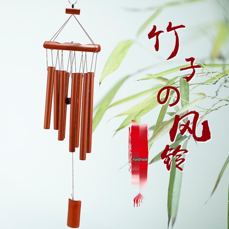 Bamboo Wind Chime Pendant - Unique New Chinese Style Wooden Tube Decoration, Perfect Scenic Gift & Photo Prop