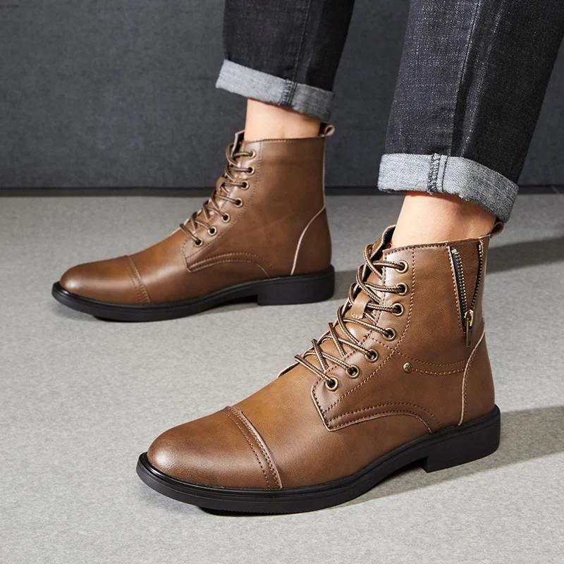 Высококачественные классические мужские дизайнерские ботинки в стиле ретро на плоской — фото 5