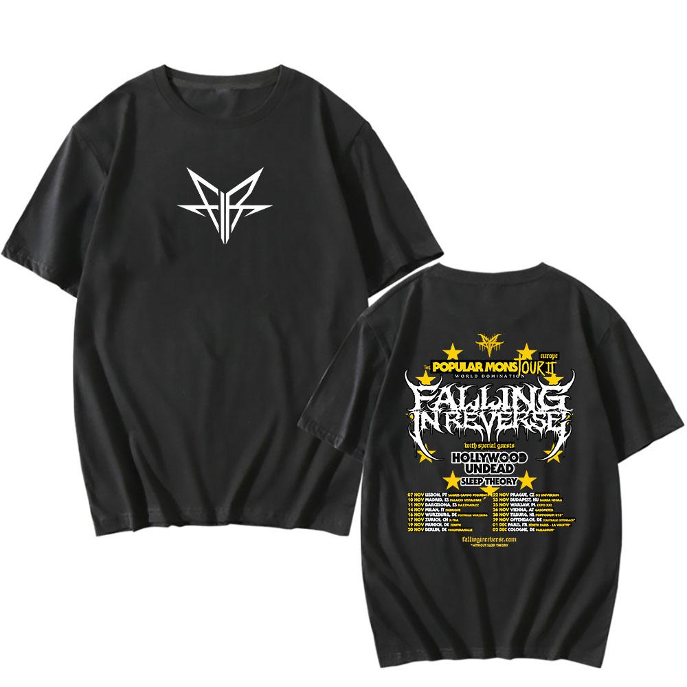 Falling In Reverse The Popular Mons Tour T-shirt Short Sleeve Cotton Summer Tshirts Hip Hop Streetwear Men Clothes Graphic Tees