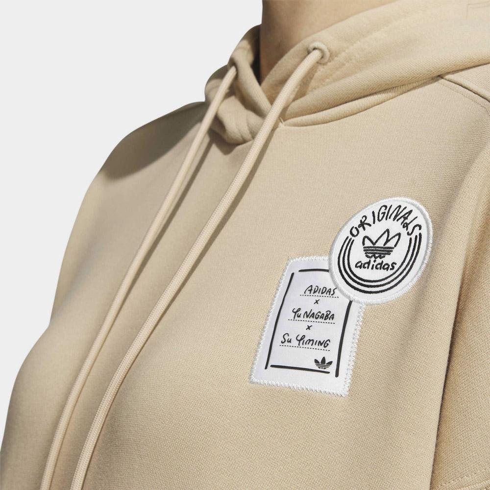Adidas Originals Trefoil X Changchangxiong X Suyiming Co-Branded Series Character Print Drawstring Hoodie Women Hoodie Khaki IK4311