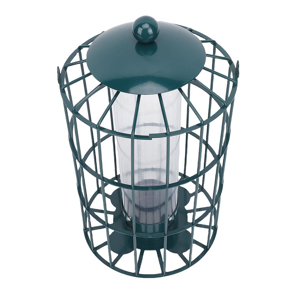 Caged Bird Feeder for Wild Birds Outside Squirrel Proof Hanging Tube Bird Feeder Chewproof Rustproof 7.1x12.6in Iron