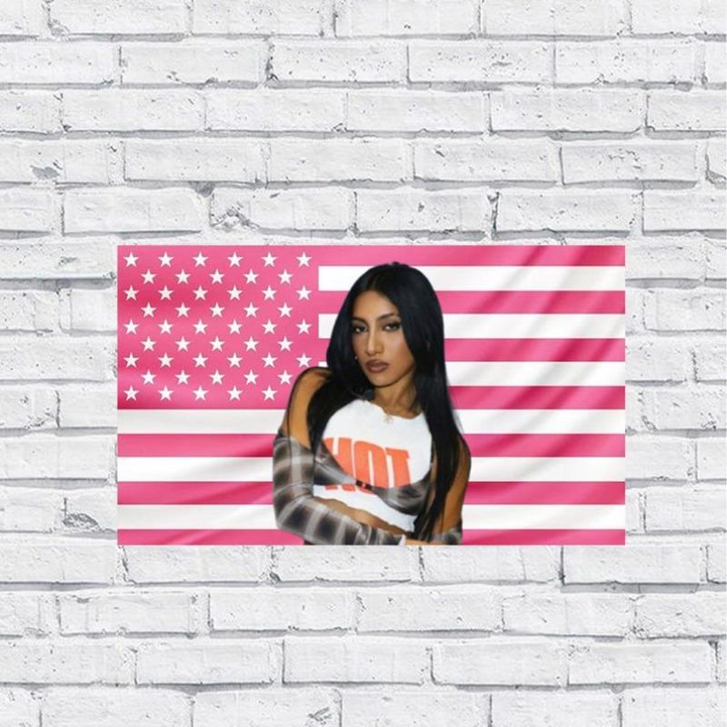 

1pc Pink USA Flag Tapestry Rapper Fan Gift Dorm Bedroom Wall Decor 74x94cm(29x37in)