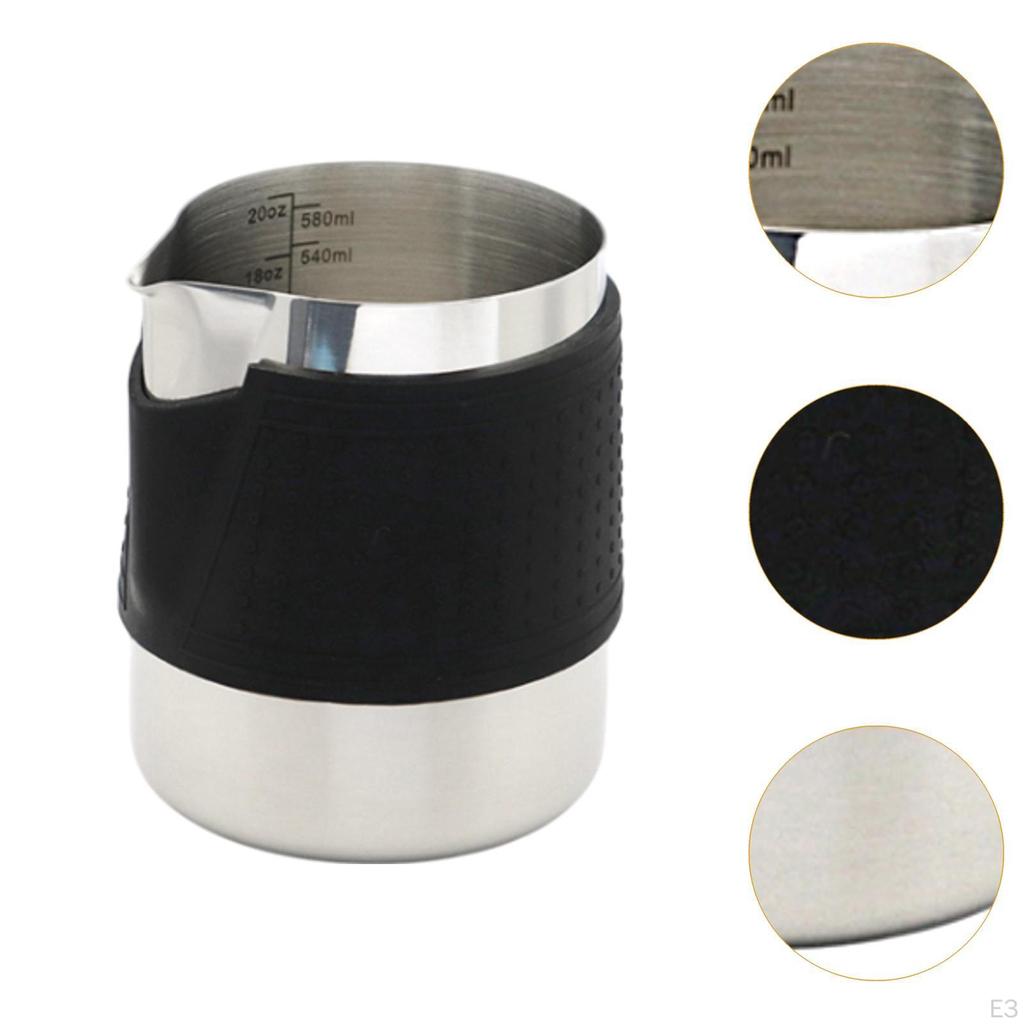 Handleless Milk Pitcher Coffee Frother Cup with Spout Espresso Steaming Frothing