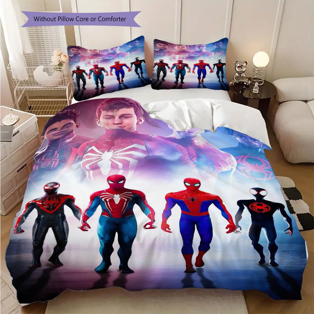 Spider-Man Superhero Series Bedroom Three-Piece Duvet Cover Bedding Set (1*Duvet Cover + 2*Pillowcase, Without Core)